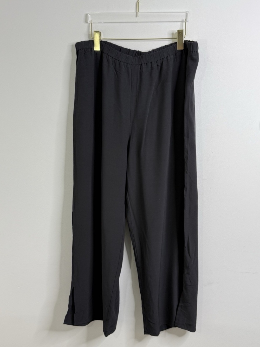 Eileen Fisher Women's Sz XL Gray Tencel Blend Wide Leg Ankle Pants Quiet Luxury